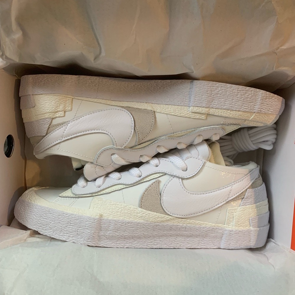 Sacai Blazer triple white Low Size 10.5 New In Box.